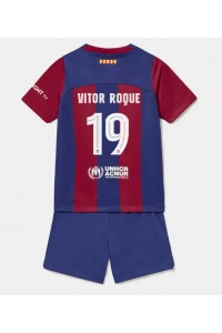 Barcelona Vitor Roque #19 Jalkapallovaatteet Lasten Kotipeliasu 2023-24 Lyhythihainen (+ Lyhyet housut)